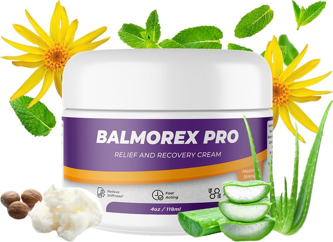 Balmorex Pro cream jar for joint, muscle, and back support with natural 27-in-1 formula