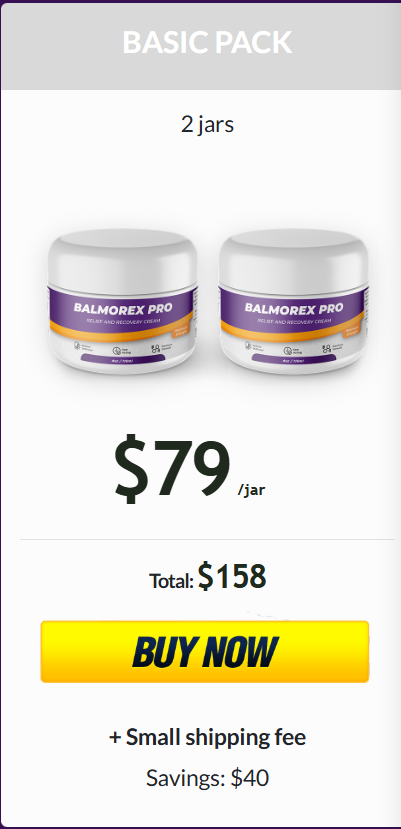 Balmorex Pro Basic Pack with 2 jars priced at $79 per jar for joint, muscle, and back support